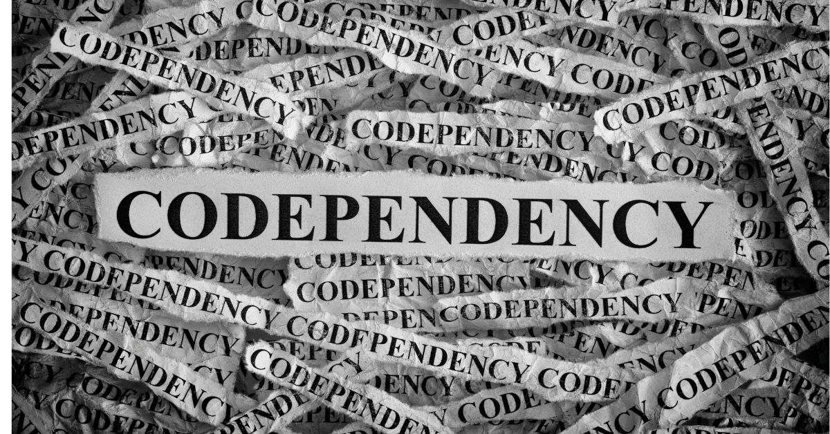 an image with the word codependency written all across in black and white.
